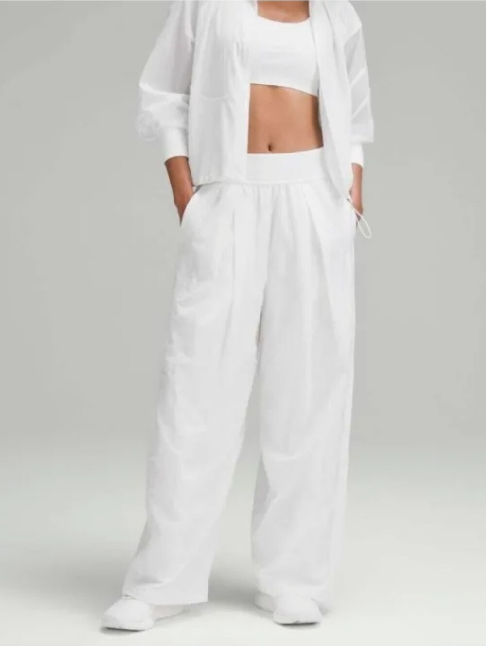 Lululemon Lightweight Midrise Tennis Track Pant White Size 4 Wide Leg